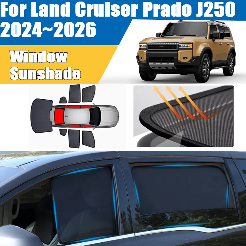 

Для Toyota Land Cruiser Prado J250 2024 2025 2026 MK5: Солнцезащитная сетка-козырек с теплоизоляцией и УФ-защитой, автомобильные аксессуары