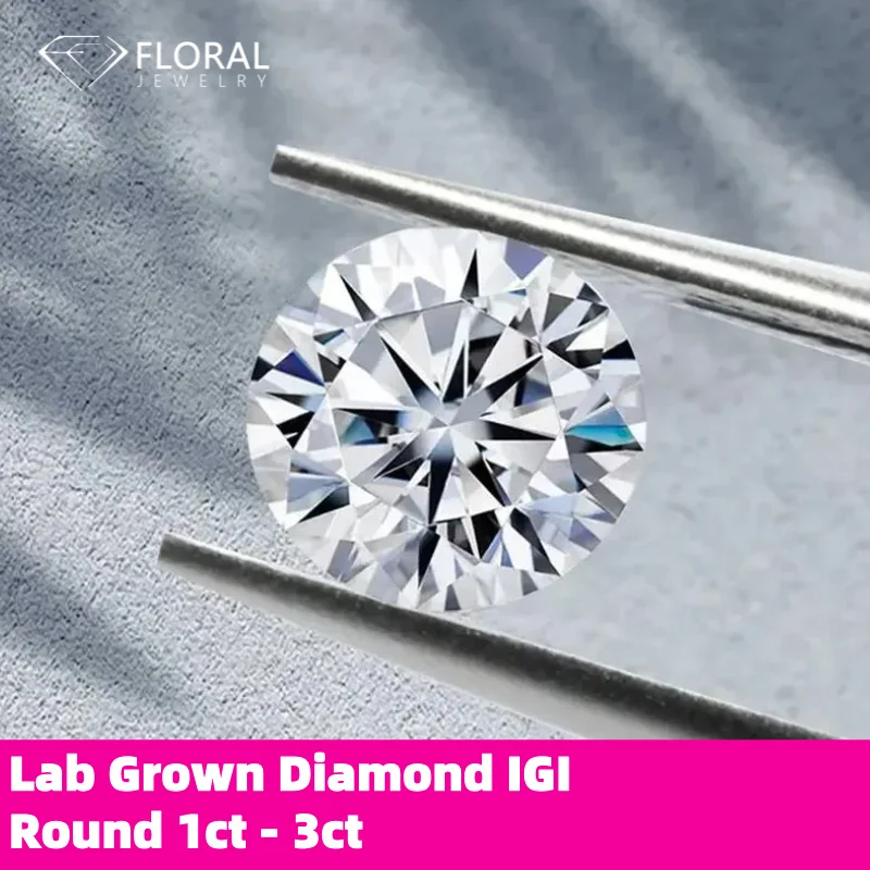 

IGI Certified Lab Grown Diamond DEF VVS-VS Round 1-3ct HPHT/CVD Wholesale Diamonds for Jewelry Making