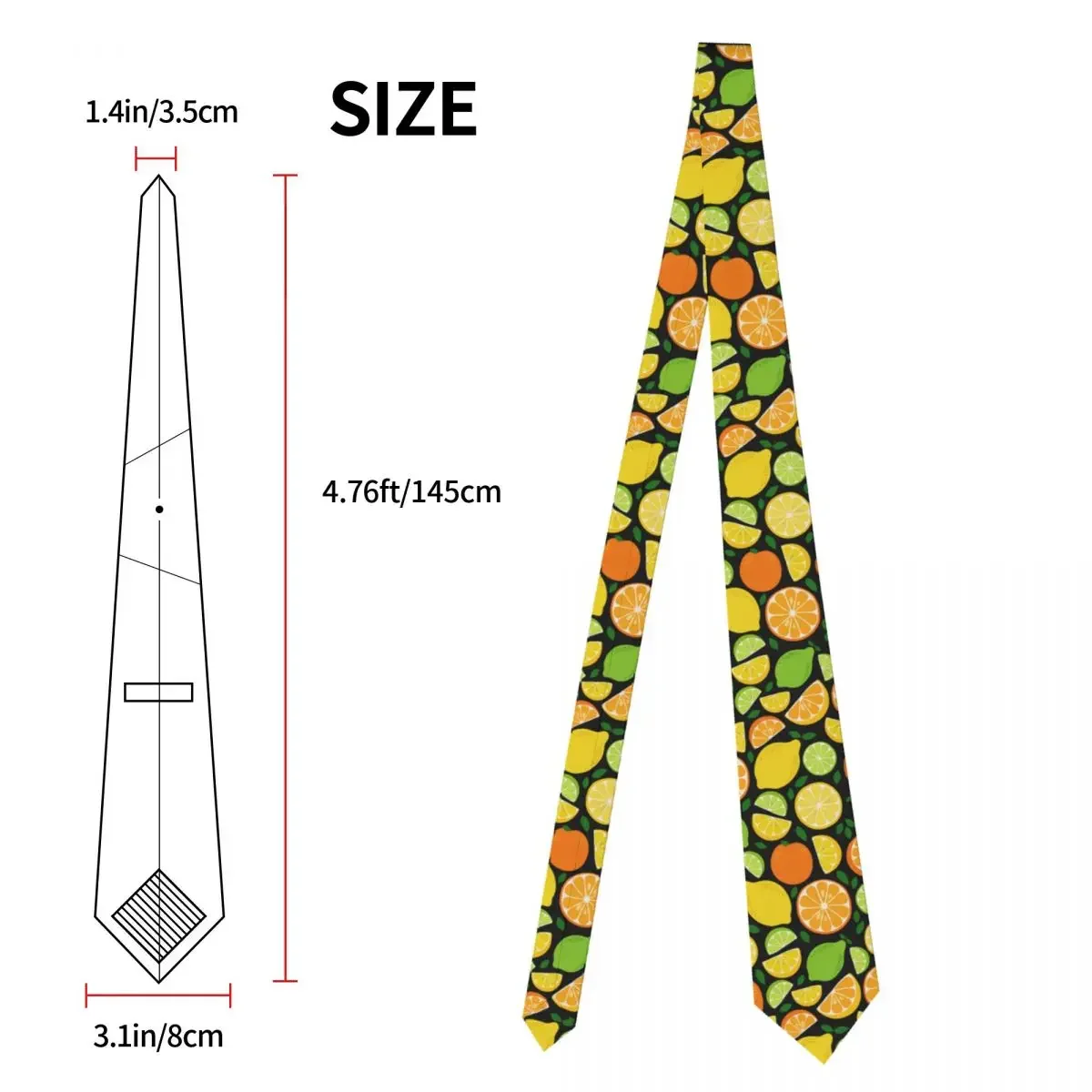 Corbata de poliéster para hombre y mujer, corbatas anchas y ajustadas de 8 cm con diseño de frutas, limón, lima y naranja, ideal para uso diario y negocios