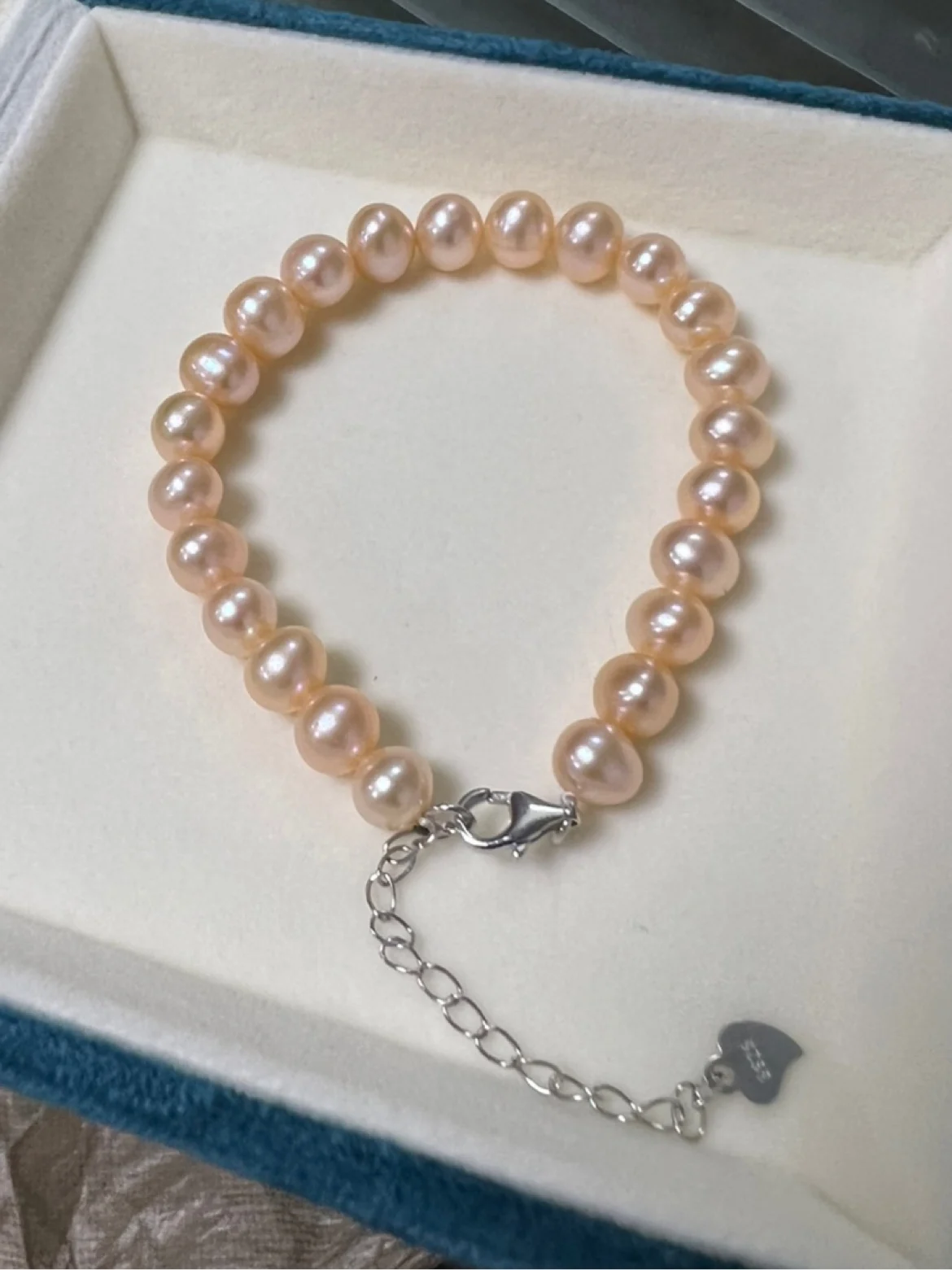 Natural Pearl Bracelet AAAA7-8mm 8-9mm South Sea White Round Pearl Bracelet 7.5-8 inch Bracelet 925s