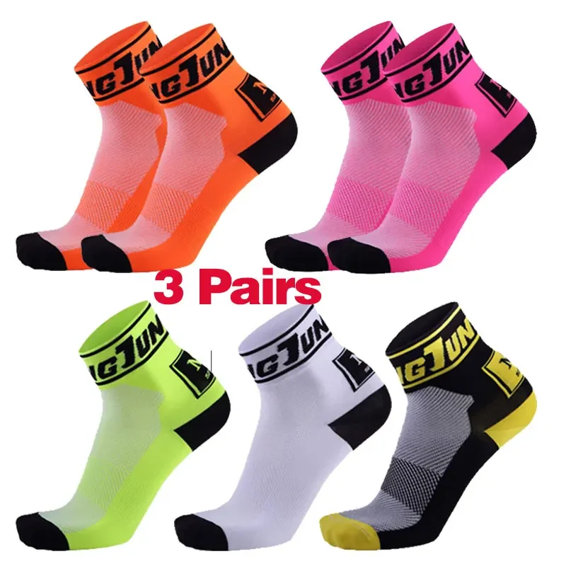 3 Pairs 2022 News Cycling Socks Pro Team Road Bike Men Compression For Women Mtb  Long Grey White Black Green