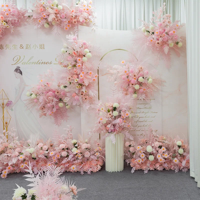 

Pink Series Wedding Floral Arrangement Artificial Flower Row Table Flower Road Lead T Stage Backdrop Corner Flower Ball