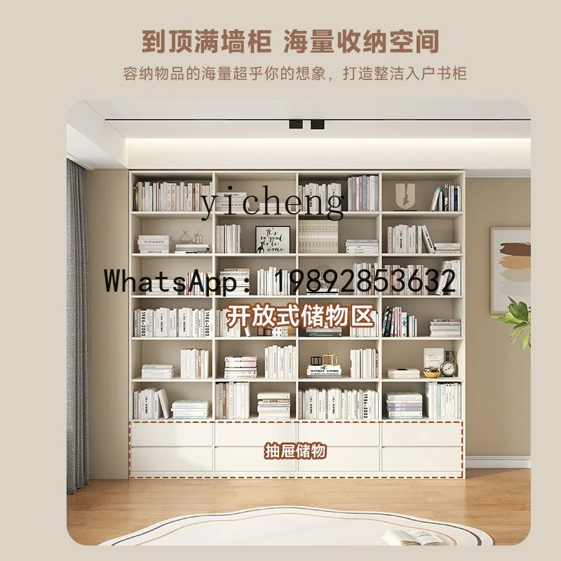 AA Solid Wood Modern Bookcase Living Room Shelf Integrated Wall Home Display Locker