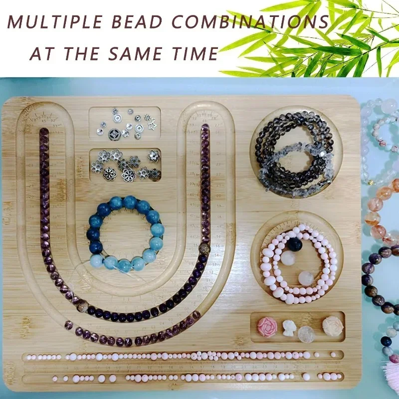 Bamboo Beaded Tray with Scale Beaded Bracelet Making Tools Pearl Necklace Storage Tray DIY Scale Beaded Design Board DIY Kit