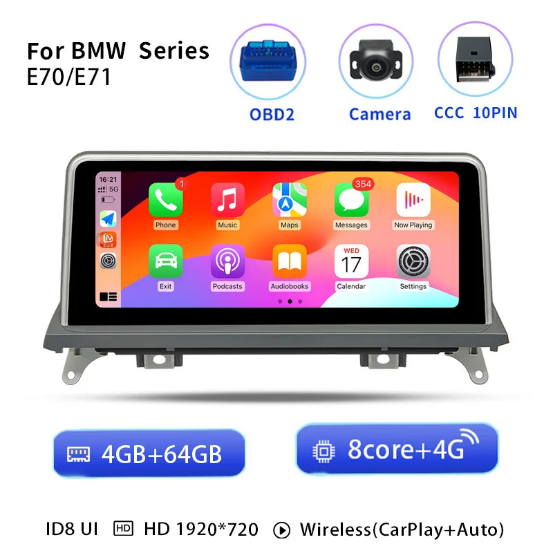 Snapdragon 665 Android 14 Auto Multimedia Speler voor BMW X5 E70 X6 E71 2007-2013 Radio Scherm CCC CIC Navigatie Stereo 4G Carplay