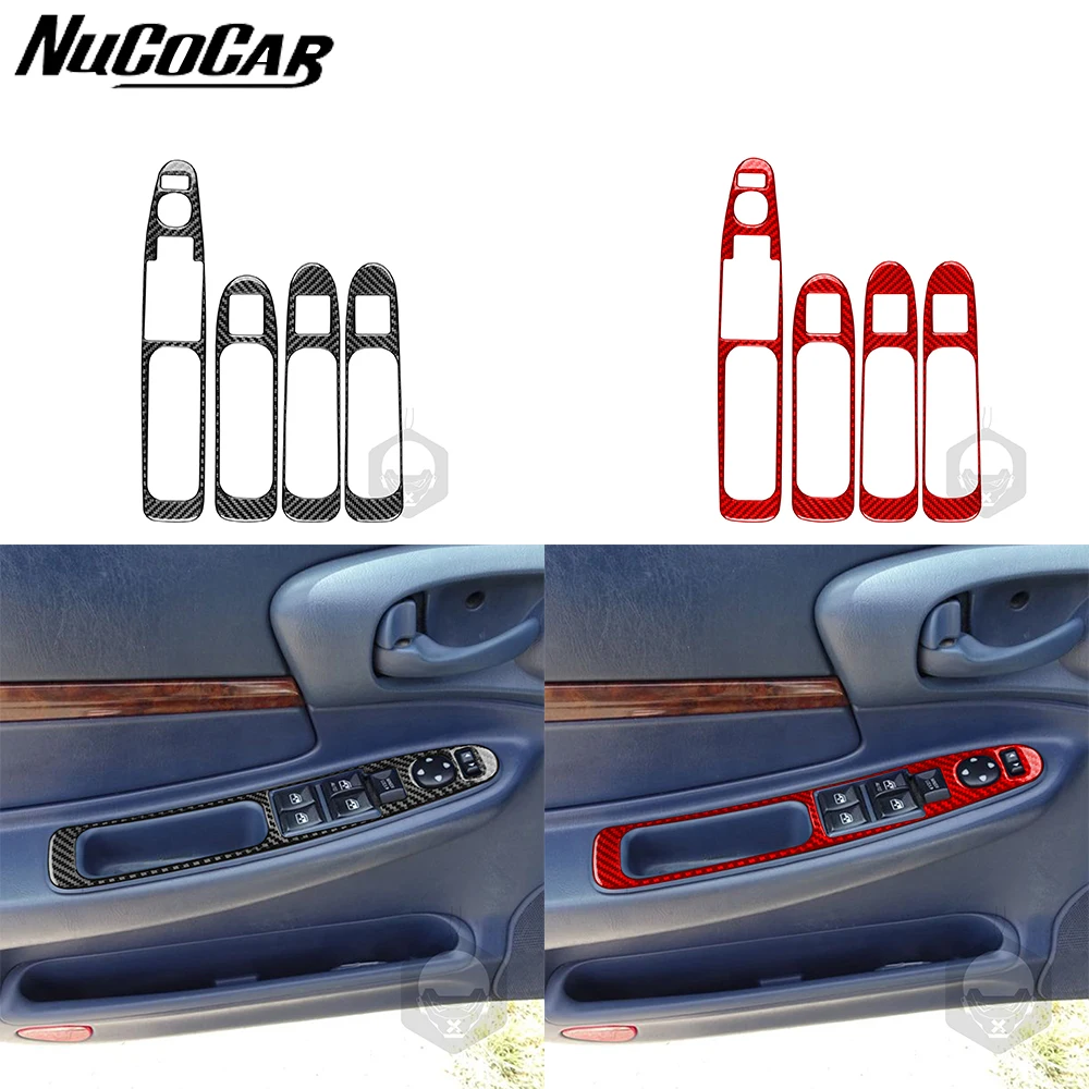 For Chevrolet Impala 2001-2004 Carbon Fiber Window Lift Button Frame Trim Cover Car Interior Accessories Decorative Stickers