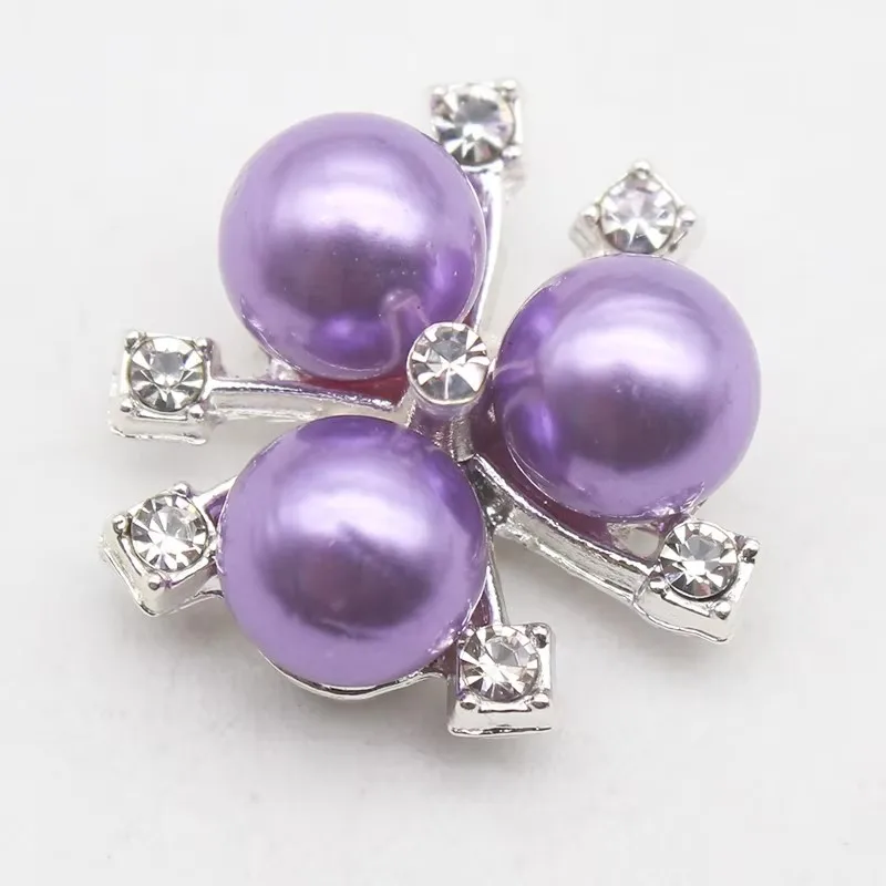 10Pcs Alloy Rhinestone Round Jewelry DIY Handmade Bow Hairpin Pearl Metal Accessories