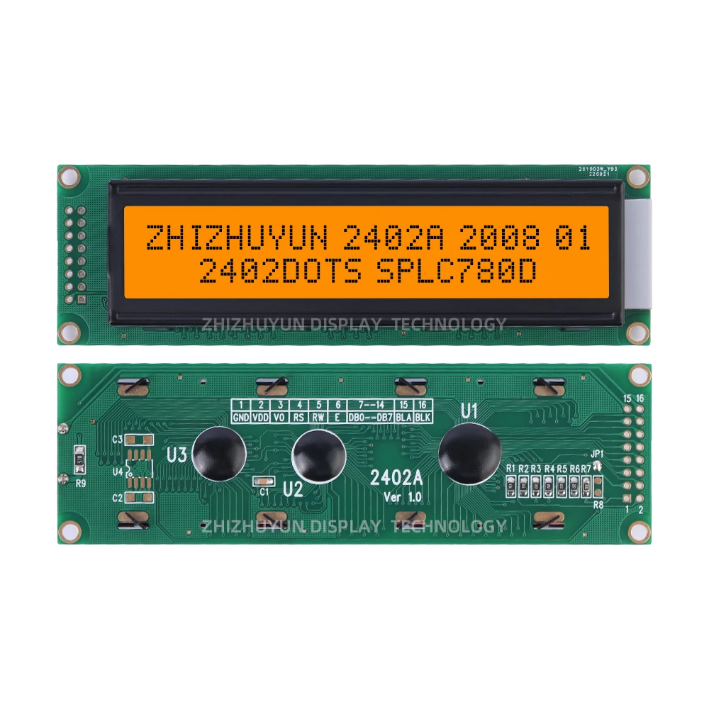 Imagem -06 - Tela Lcd sem Chumbo Afundando Ouro Pcb Board Módulo Lcm Luz de Fundo de Tela Verde Amarelo Fabricante 2402a