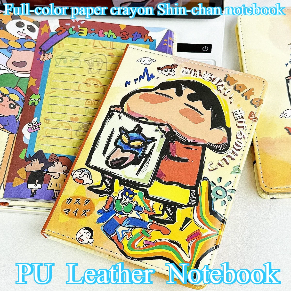 Nuevo Cuaderno A5 de Crayon Shin-chan, con Cubierta de Cuero PU, Páginas a Todo Color, Material Escolar y de Oficina, Libro de Anime, Diario, Regalo para Estudiantes