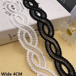 4CM di larghezza bianco nero latte seta solubile in acqua ricamo tessuto di pizzo nastro abito da sposa colletto scollo Trim forniture per cucire