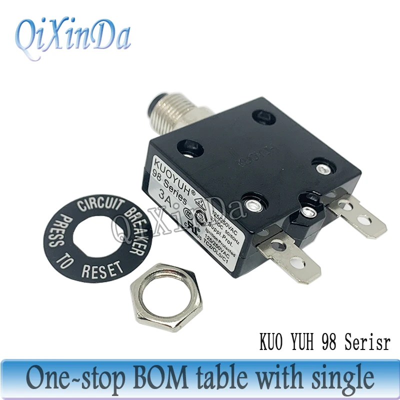 KUOYUH 98 Series breaker 3A 4A 5A 8A 10A 11A 12A 13A 14A 15A 16A 19A 20A 23A 24A 25A 30A 35A 50A 60A current overload protector