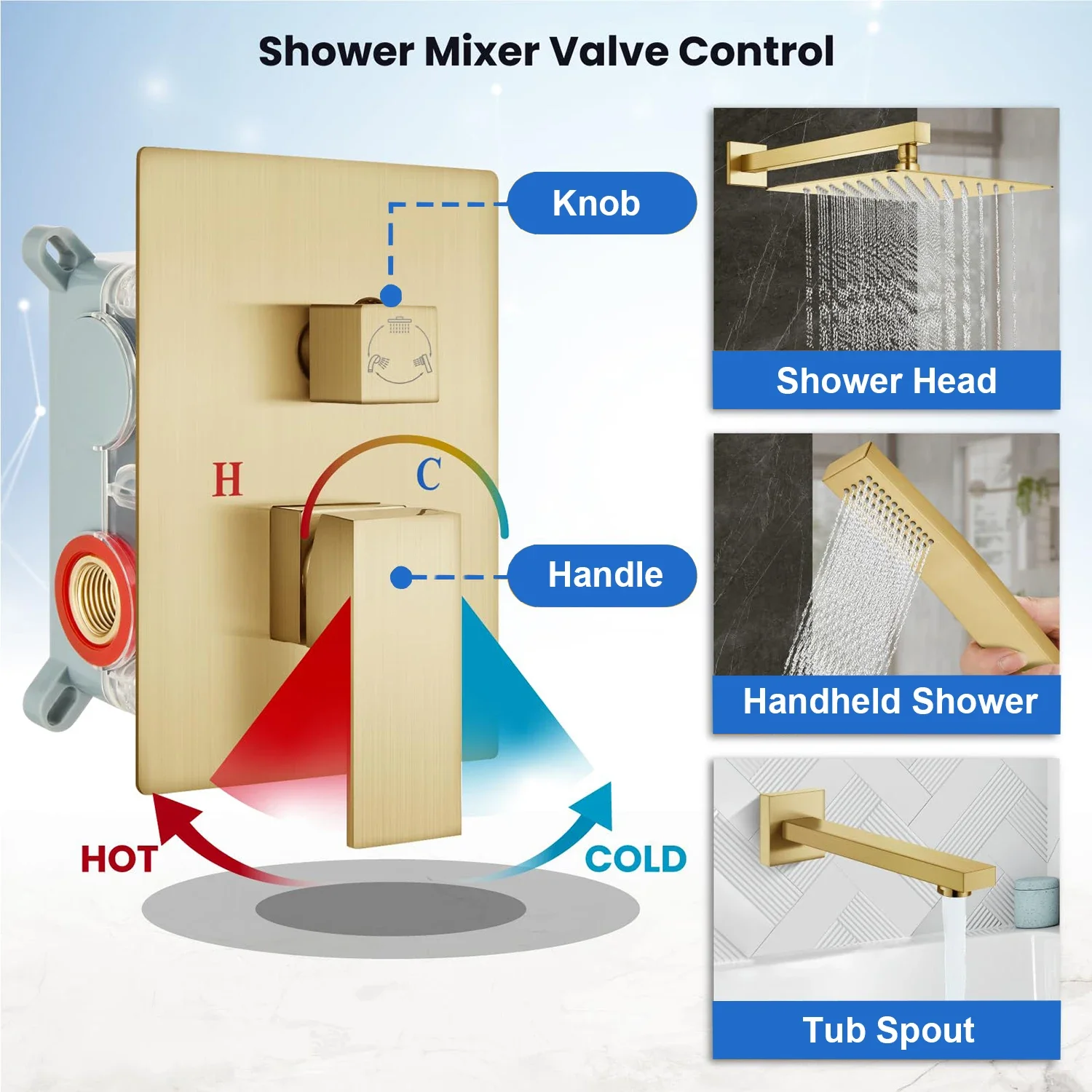 Porzellan Kupfer verdeckte Hotel dusche verdeckter Typ konstanter Regen dusch kopf mit Hand kombination sset