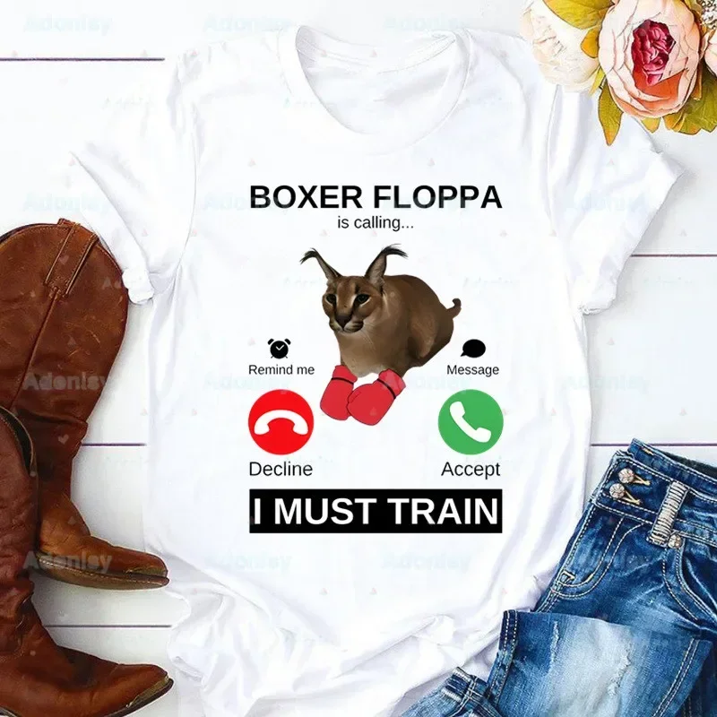 Kawaii The Floppa koszulki Harajuku letnie męskie/damskie Hip Hop zabawny nadruk koszulka karakalna kot Zabloing koszulki z krótkim rękawem