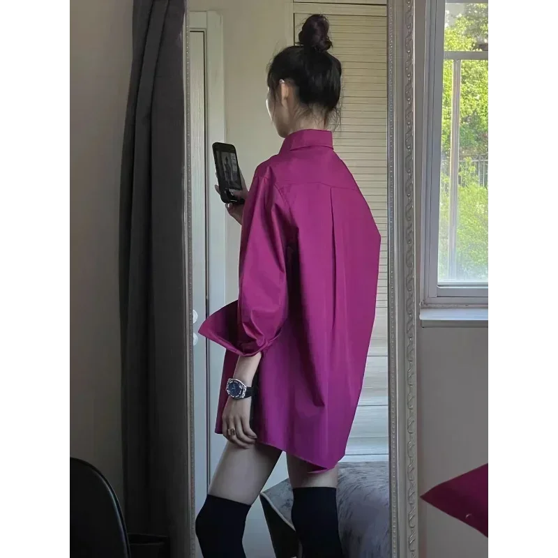 

Spring Autumn Fashion Woman Blouse 2023 Rose Side Split Shirts Korean Women's Clothes Long Sleeves Casual Vacation Top Clothing