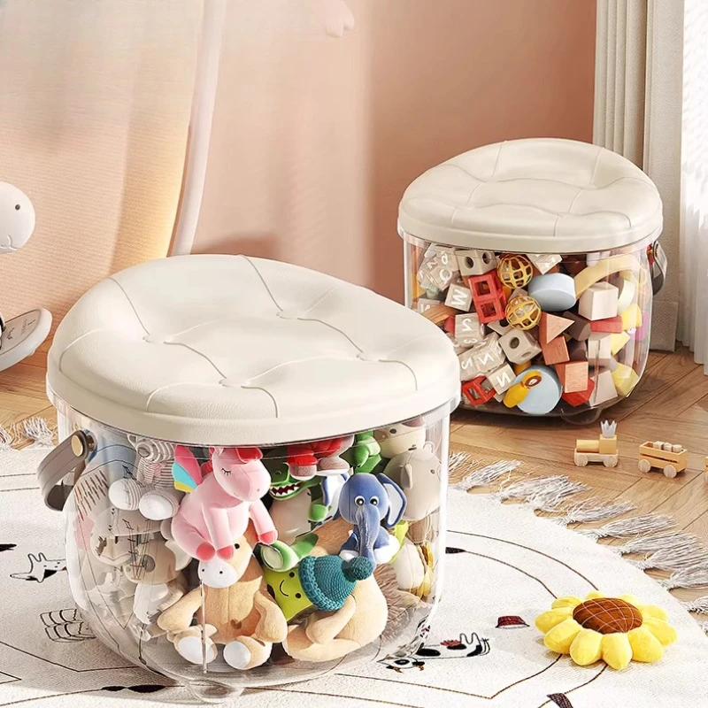 

Transparent storage stool household plush storage artifact thickened storage box