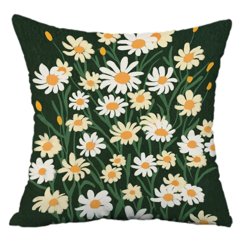 Simple Flower Pattern Pillowcase Dormitory Decoration Office Living Room Sofa Home Pillowcase