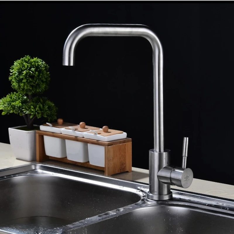 Hot and Cold Faucet 304 Stainless Steel Kitchen Single Handle Pull Out Sink Faucet Hot Cold Water Mixer Household Water Tap New