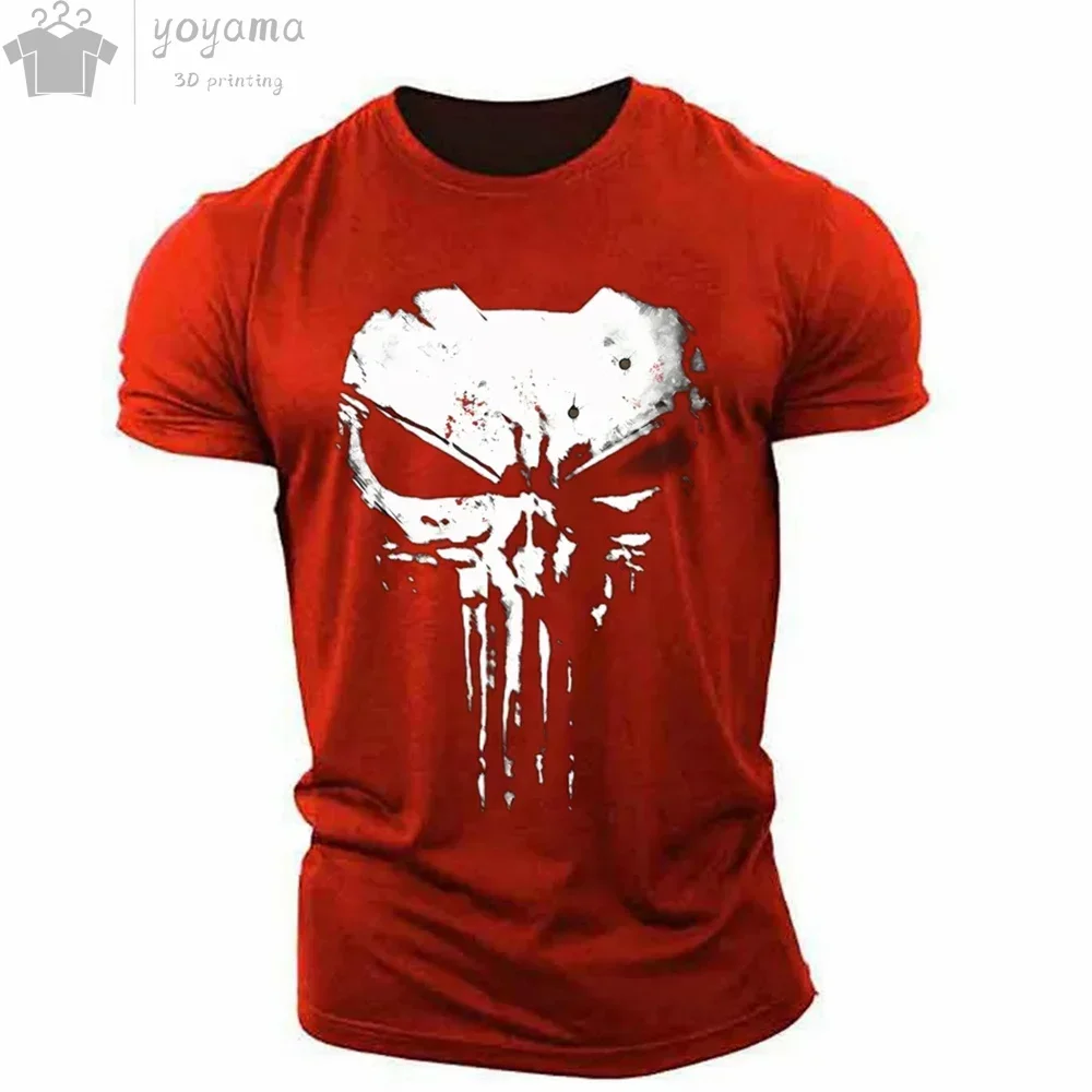Herren-T-Shirt mit 3D-Druck, militärischer patriotischer Totenkopf, O-Ausschnitt-T-Shirt, übergroßes T-Shirt, kurzärmeliges T-Shirt, Sportbekleidungsoberteil für Herren – Detail 13