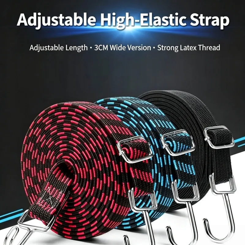 Elastic  Lashing Strap 2M  Adjustable Buckle Luggage Binding Belt Motorcycle Bike Box Fixed Tension Rope Stretch Tie Down Straps