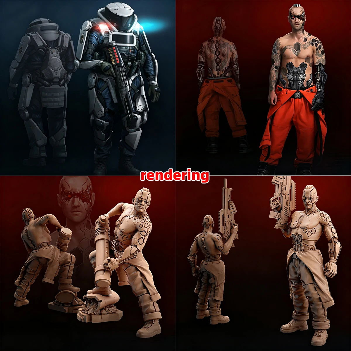 1/35 1/48 1/60 1/72 1/100 1/144 Modellbausatz 3D Harz Miniatur-Soldatenfiguren Diorama Unbemalt Cyberpunk Cyborg Squad DIY – Detail 9