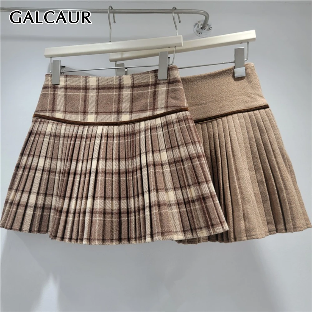 GALCAUR Solide Verstärktes Falten Rock Grundlagen Weibliche Hohe Taille Abnehmen Streetwear Casual frauen Röcke Herbst Mode Stil Neue