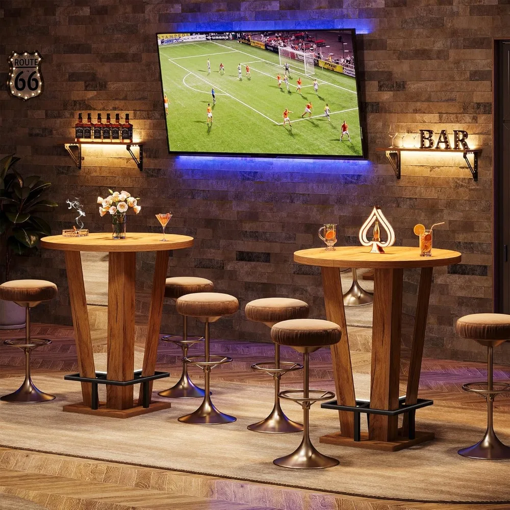 Round Bar Table, 39.4 Inches High, with Metal Feet