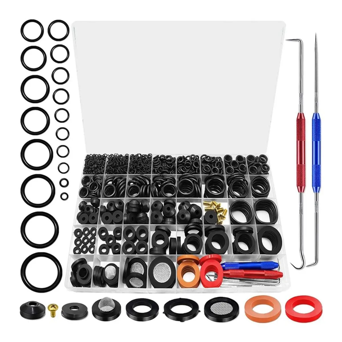 A50U 37 Size 1075 Pcs Faucet Washers & O-Rings Kit & Plumbing Gasket Home Universal Rubber Washers Assortment Kit