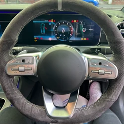 Anti-Slip Suede Braid Car Steering Wheel Cover Wrap For Mercedes Benz W177 V177 W247 W205 C118 C257 W213 EQA H243 2018-2021