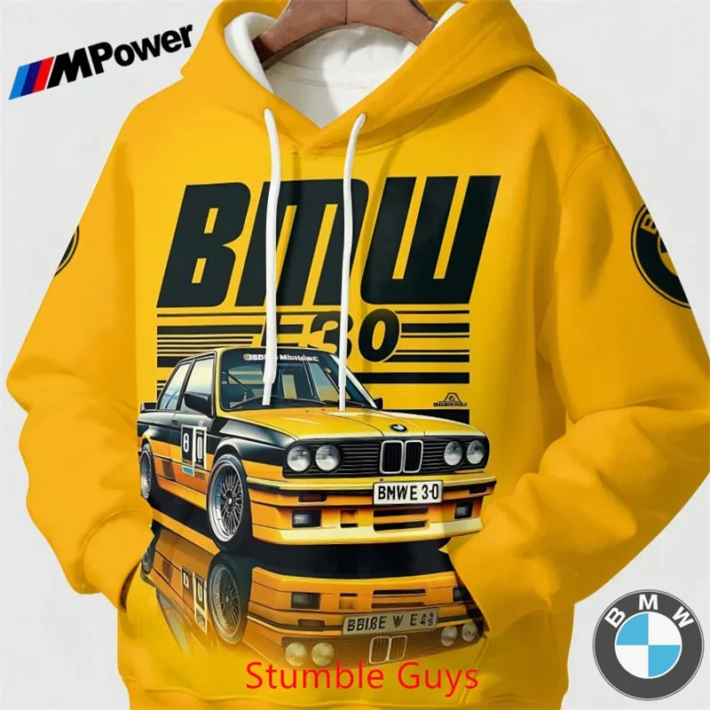 ربيع الخريف الرجال BMW M Power هوديي دراجة نارية سباق الرياضة خمر ملابس الطباعة الكلاسيكية #2