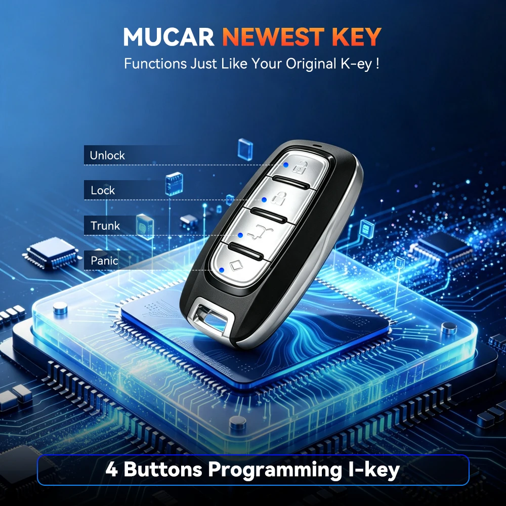 2PCS MUCAR Car Remote Smart Key 4 Buttons Fob Blank Key Compatible With MUCAR Key581 Key Programming