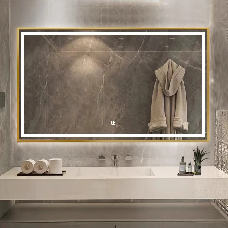 

Customized Light Luxury Smart Bathroom Mirror with Frame Wall Hanging Led Mirror Light Bathroom Mirror Wall Hanging