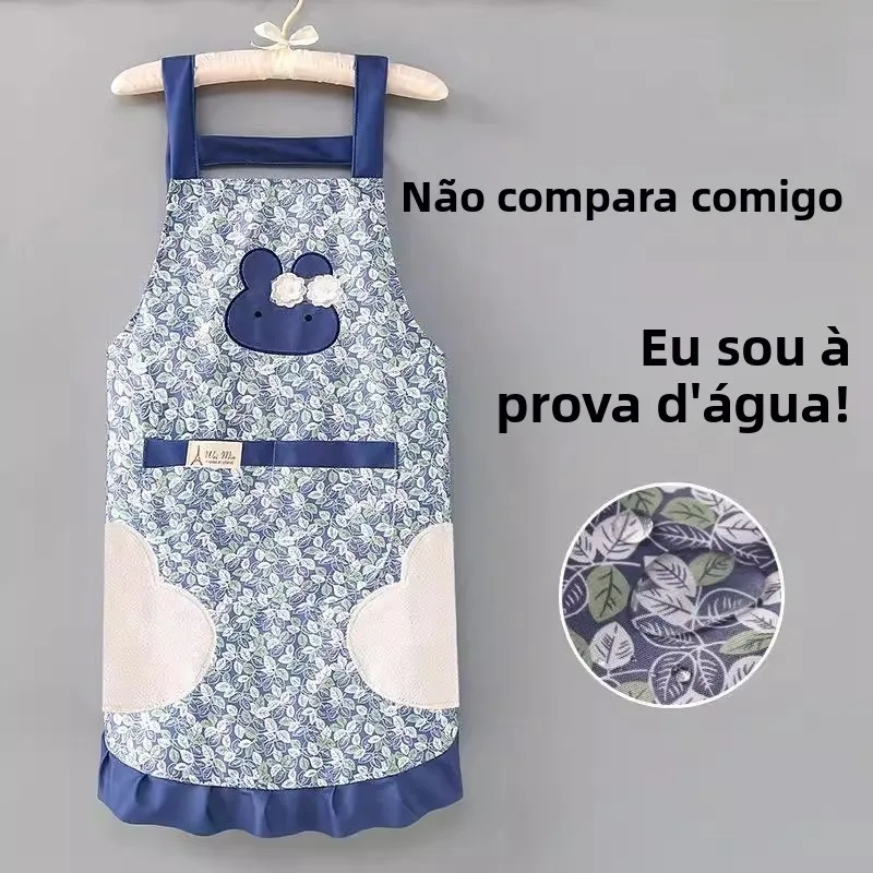 和風純綿ヤングバージョンキッチンエプロン超防水耐油家庭用エプロン男女兼用フリーサイズ