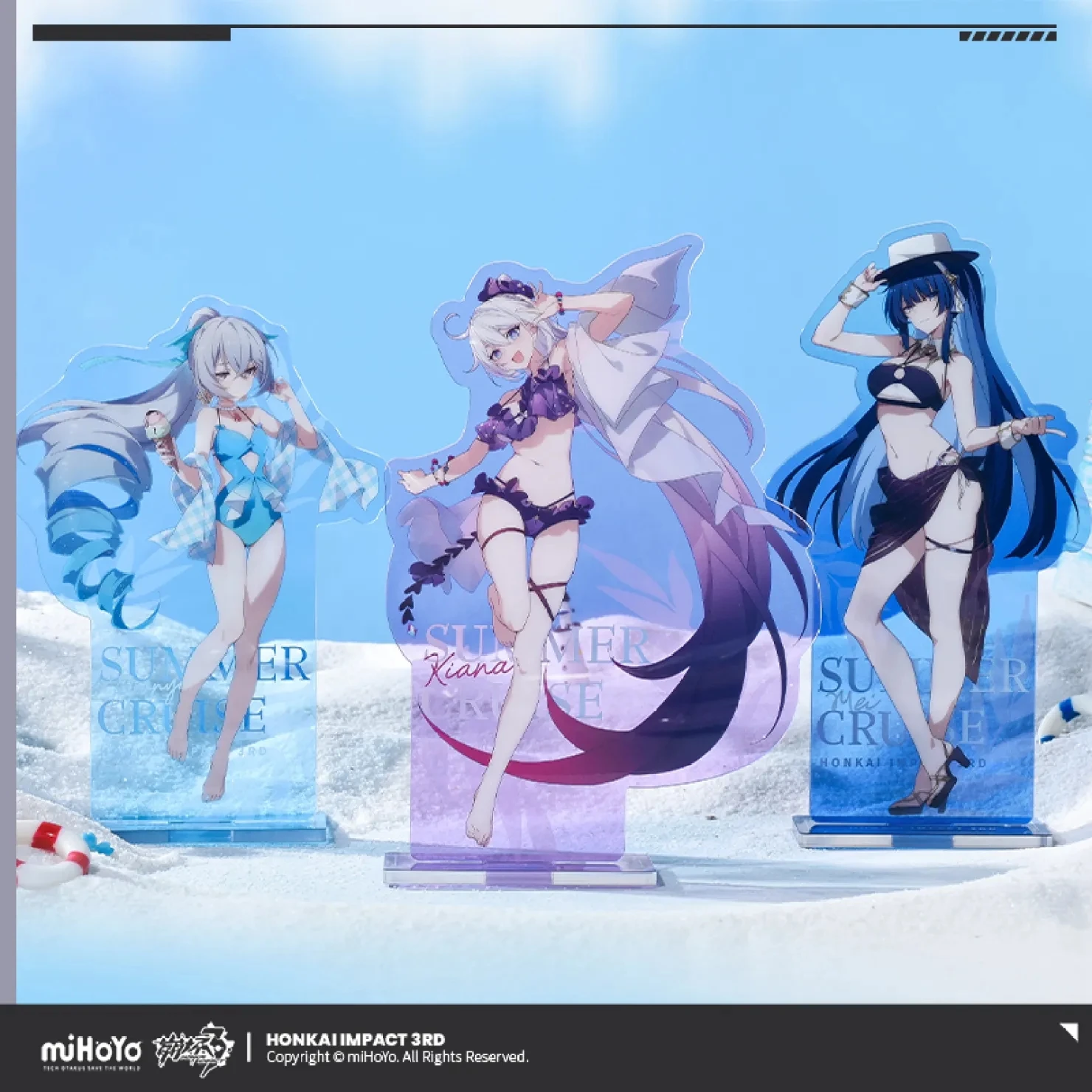 [Genuine] Game Honkai Impact 3RD Summer Swimwear Acrylic Stand Elysia Seele Kiana Bronya Mei Anime Cosplay HD Statue Xmas Gifts