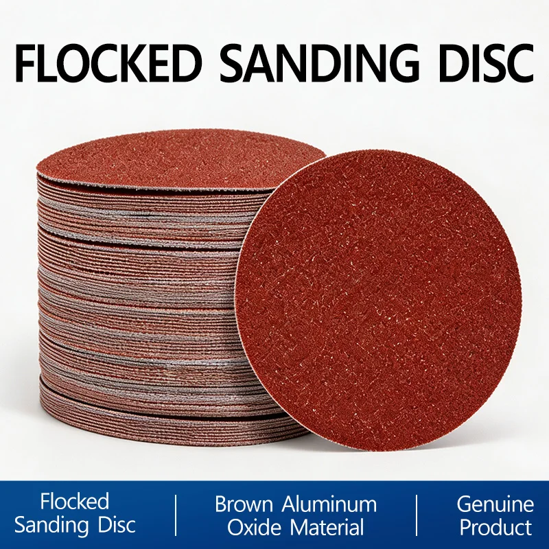 Sandpaper Disc Hook and Loop Flocked Red Sanding Disc Brown Corundum for Angle Grinder Suction Pad Woodworking Power Tool