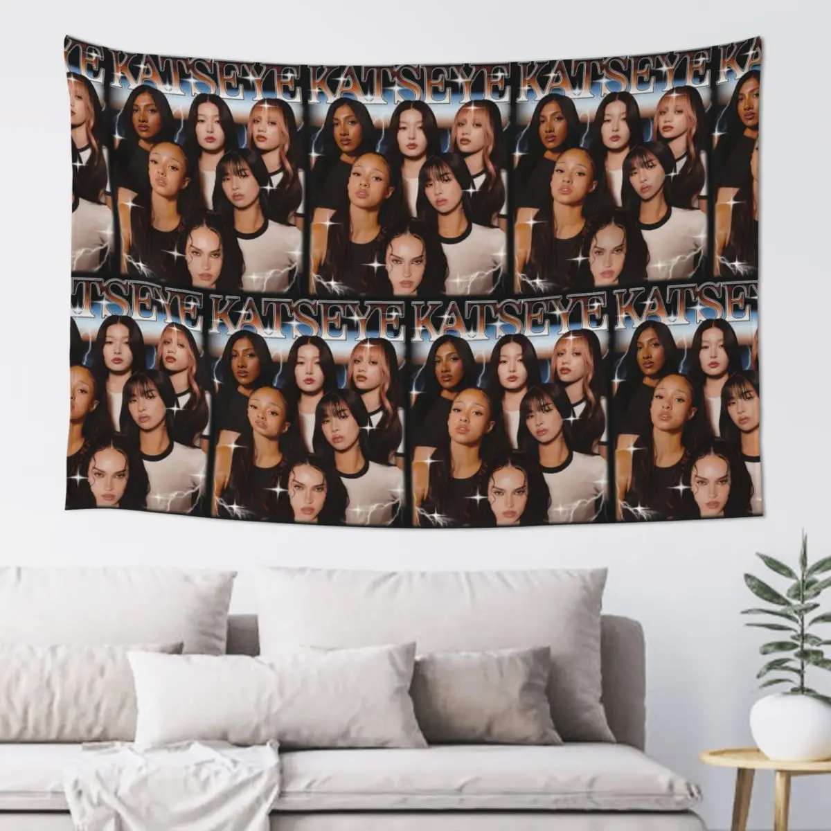 Katseye Global Girl Group Tapestry Funny Wall Hanging Aesthetic Home Decoration Tapestries for Living Room Bedroom Dorm Room
