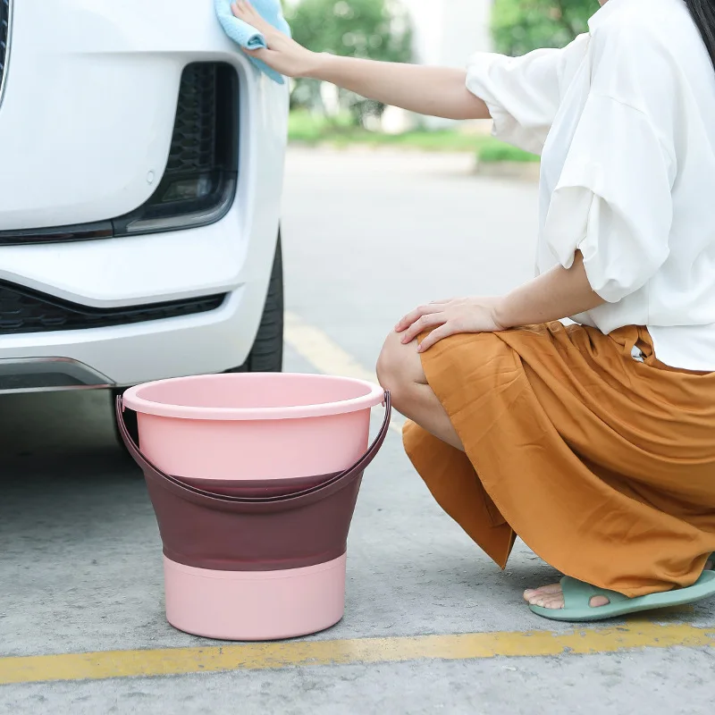 5/10/17L Collapsible Bucket Portable Folding Bucket Multifunctional Thickened Silicone Car Wash Fishing Supplies Kitchen Camp