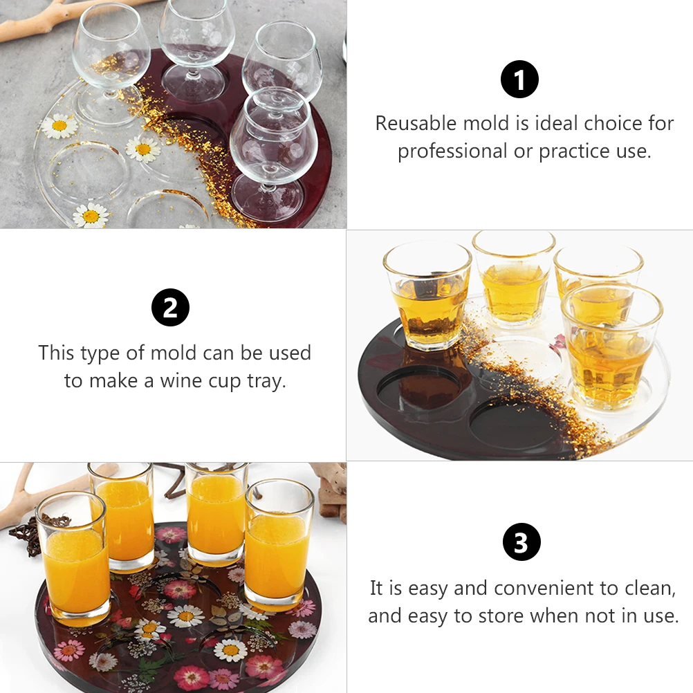 

Silicone Mold for Cup Tray DIY Epoxy Casting Molds Practical Tool Easy to Clean Break Resistance Craftsmanship