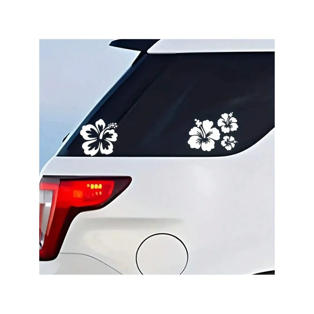 Vibrant hibiscus flowers, car stickers, car rear windshield, waterproof DIY car, car body design, glass door decoration