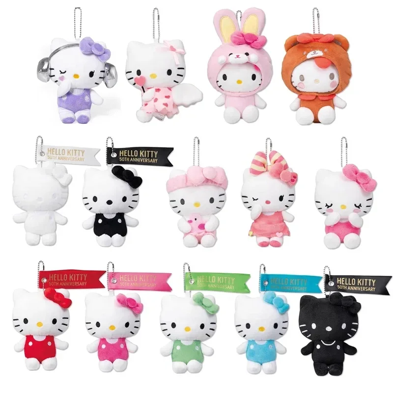 

Sanrio Hello Kitty Cute 50Th Anniversary Colorful Plush Toys Kawaii Doll Keychain Backpack Pendant Decoration Girl Birthday Gift