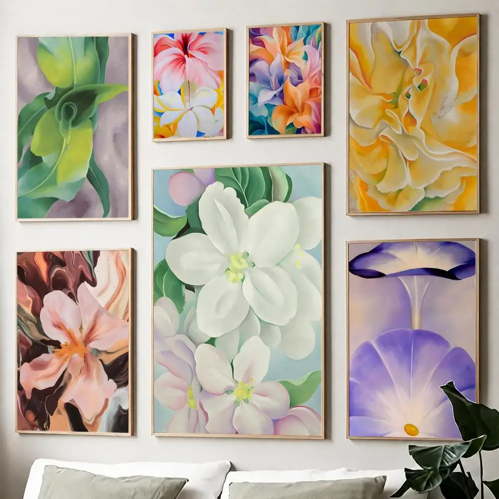 Georgia O'Keeffe Floral Art Poster Self Adhesive Matte Wall Art Removable Home Room Decoration