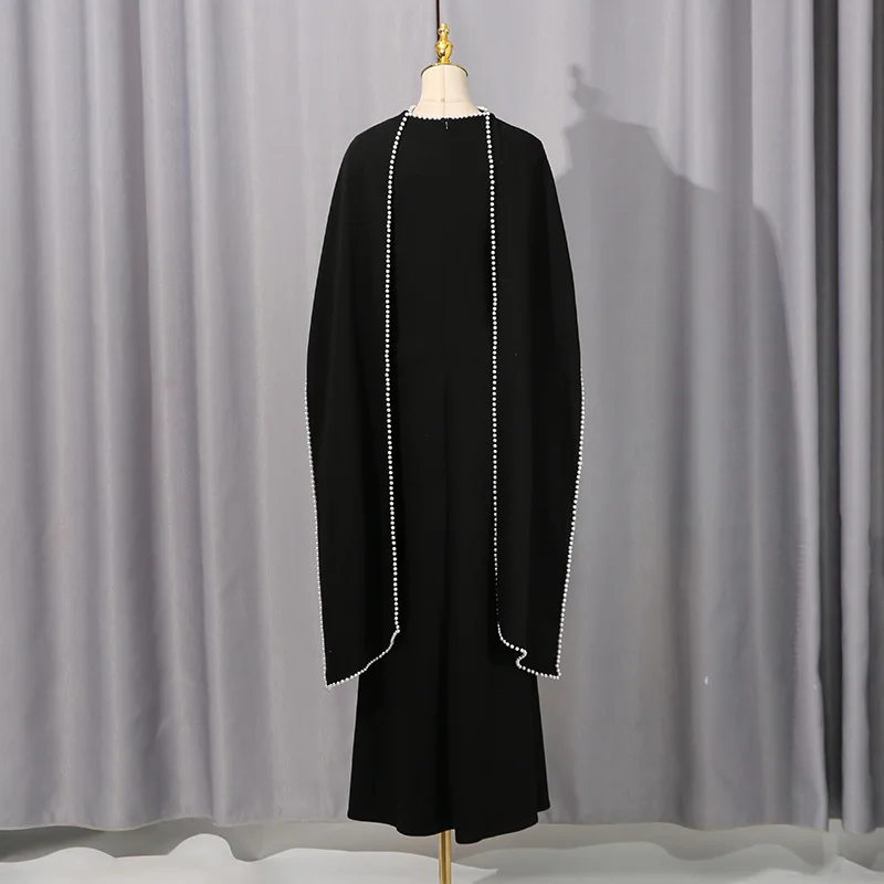 2026 Neues Französisches Elegantes Abendkleid in Unifarbe mit Langen Ärmeln und Schal-Design Schlankmachendes und Elegantes Langes Kleid – Detail 28