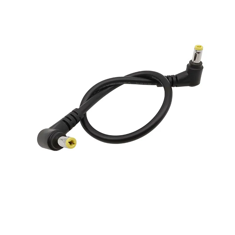 Right Angle DC Power Plug 5.5 x 2.5mm Male to Male DC Extension Cable Connector Compatible 5.5x2.1mm for CCTV Camera LED Strip