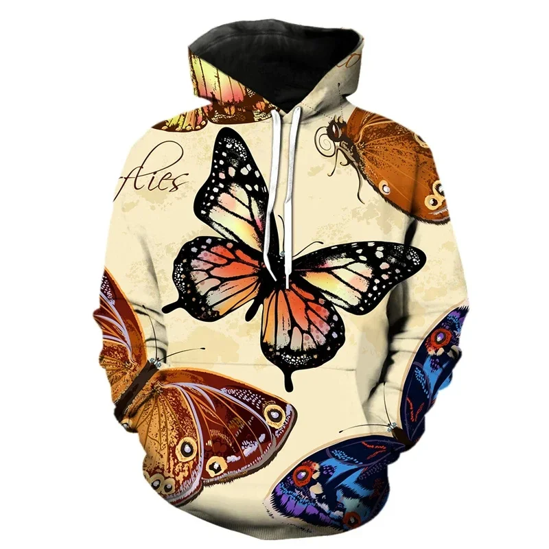 

3D Printed Exquisite Butterfly Hoodie For Men Women Insect Pattern Long Sleeves Sweatshirt Harajuku Loose Pullover Hoodies Tops