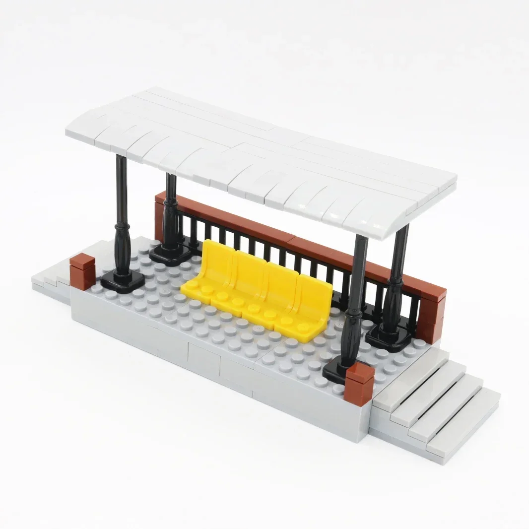 MOC City Trains ferroviaire tige de levage train cabine d'attente garde-corps allée bricolage bloc de construction briques piste jouets pour enfants