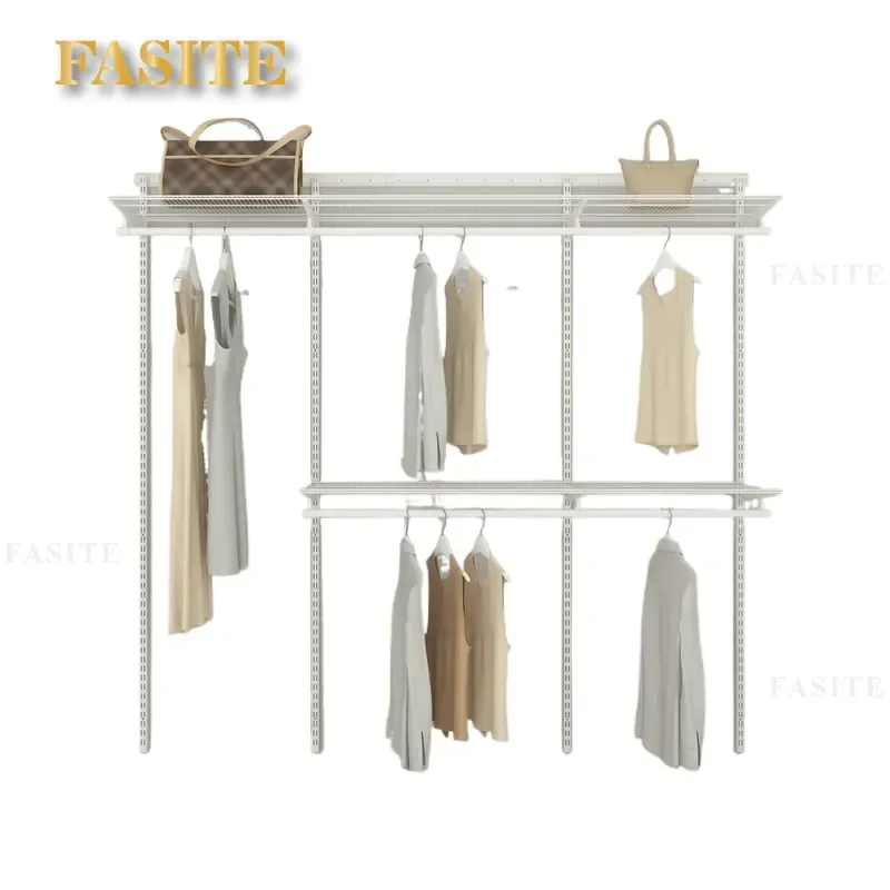 For Metal Wardrobe Open Cloakroom Storage Shelves Simple Wall Mounted Clothes Rack Organizer Space Saving Home Bedroom