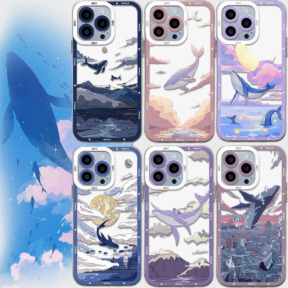 Custodia per telefono Cartoon whale Anime per Samsung S24 S23 S22 S21 S20 S10 FE Note20 Note10 Plus Ultra Lite 5G Cover morbida in silicone