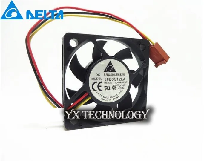 For Delta Cooling fan EFB0512LA F00 DC 12V 0.08A, 3 wire 3 pin 80mm 50x50x10mm