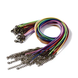 10Pcs/lot 1.5/2mm Leather Cord Necklace With Lobster Clasp Wax Rope Chain For DIY Necklaces Pendant Wax Cord Jewelry Findings