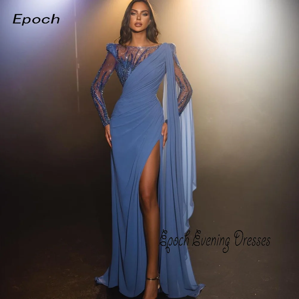 Epoch-vestido de noche Formal para mujer, traje elegante con lentejuelas y cuello de barco, Sexy para fiesta de graduación y cóctel, 2024