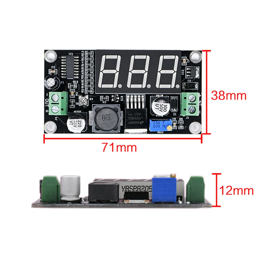 Convertidor de DC-DC 3A, módulo de fuente de alimentación Buck de DC4.5V-40V a D3V-37V, placa de fuente de alimentación reductor con pantalla Digital verde